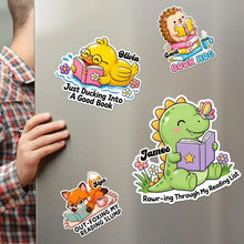 Load image into Gallery viewer, Personalized Acrylic Magnet Cute Reading Animals Gift for Book Lovers