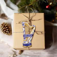 Load image into Gallery viewer, "Celebrate Music with Elegance!" - Harp Toile de Jouy Ornament - Personalized Gift for Music Lovers Ornament MagicInPrints