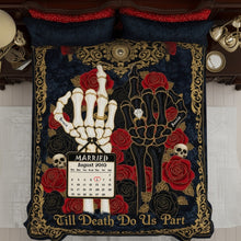 Load image into Gallery viewer, “Till Death Do Us Part” - Gothic Wedding Skeleton Quilt Bedding Set - Custom Personalized Gifts for Couples and Engaged Lovers Blanket MagicInPrints