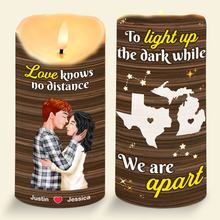 Load image into Gallery viewer, Custom LED Candle for Couples – Love Knows No Distance | Valentine's Day Gifts Led Candle PopCulturePrints