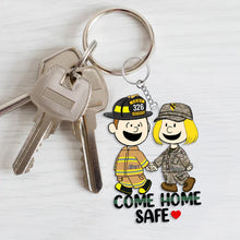 Load image into Gallery viewer, Personalized Come Home Safe Couple Keychain | Unique Valentine's Day Gifts for Couples Keychains PopCulturePrints