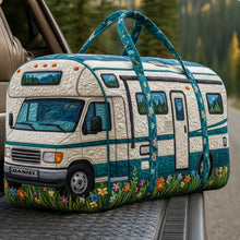 Load image into Gallery viewer, “Adventure Awaits!” - Camper Van Travel Bag, Personalized Duffle for Campers & Travel Enthusiasts Quilted Duffle Bag MagicInPrints