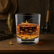 Load image into Gallery viewer, “Savor Your Passion” - Fishing Man Whiskey Glass - Personalized Gift for Fishing Enthusiasts Whiskey Glass MagicInPrints