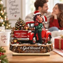Load image into Gallery viewer, Personalized 2-Layer Wooden Plaque Kissing Couple Gift for Couples Christmas