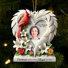 Load image into Gallery viewer, Cardinals Appear When Angels Are Near - Custom Photo Memorial Ornament Ornament PopCulturePrints
