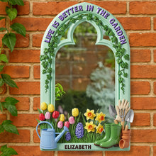 Load image into Gallery viewer, Life is Better in the Garden - Personalized Gardening Wall Hanging Mirror Gift for Gardeners Mirror MagicInPrints