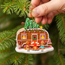 Load image into Gallery viewer, Celebrate the Holidays with Our Personalized Gingerbread Couple Camping Ornament Ornament MagicInPrints