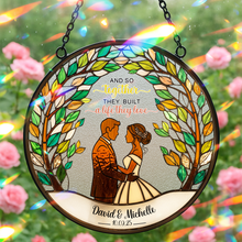 Load image into Gallery viewer, And So Together They Built A Life They Love - Personalized Newlywed Stained Glass Gift Ornament MagicInPrints