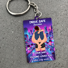 Load image into Gallery viewer, Personalized Drive Safe Keychain for Couples - Unique Gift Keychains PopCulturePrints
