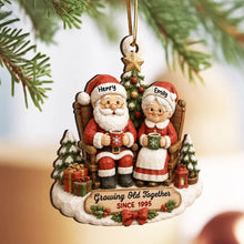 Load image into Gallery viewer, Personalized Wooden Christmas Ornament for Couples with Santa