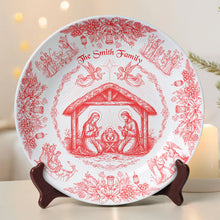 Load image into Gallery viewer, Cherish the Moment: Personalized Christmas Family Plate - Custom Gift for Christian Families and Loved Ones Ceramic Round Plate MagicInPrints