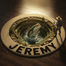 Load image into Gallery viewer, “Catch the Moment” - Personalized Fish Quilted Round Mat for Fishing Lovers Doormat MagicInPrints