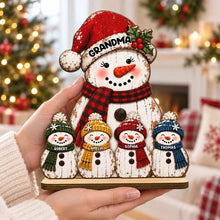 Load image into Gallery viewer, Personalized Wooden Plaque Snowmen Gift for Grandma Christmas Decor