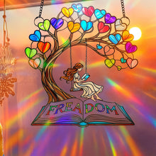 Load image into Gallery viewer, Unlock Your Imagination - Personalized Reading Girl Suncatcher Ornament - Gift for Book Lovers, Readers, and Friends Ornament MagicInPrints