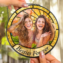 Load image into Gallery viewer, Personalized Glass Suncatcher Ornament Best Friend Gift