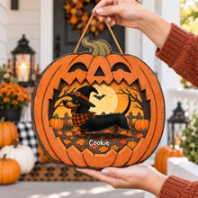 Load image into Gallery viewer, Personalized Wooden Halloween Sign for Dog Lovers | Custom Dachshund Gift