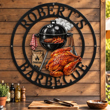 Load image into Gallery viewer, Personalized Black Metal Sign Custom BBQ Gift for Dad Grandpa