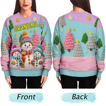 Load image into Gallery viewer, Personalized Snowman Sweatshirt Custom Gift for Grandma Christmas