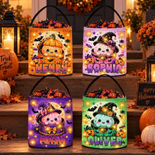 Load image into Gallery viewer, Personalized LED Light Up Pumpkin Treat Basket for Kids Halloween