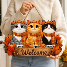 Load image into Gallery viewer, Personalized Wooden Cat Sign Cozy Autumn Decor Gift for Cat Owners