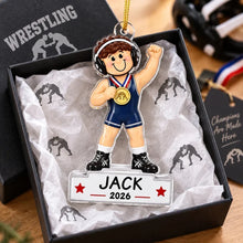 Load image into Gallery viewer, Personalized Acrylic Christmas Ornament for Son - Cartoon Wrestling Champion Gift