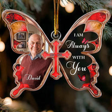 Load image into Gallery viewer, Personalized Teal Butterfly Acrylic Ornament Memorial Gift
