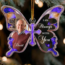 Load image into Gallery viewer, Personalized Teal Butterfly Acrylic Ornament Memorial Gift