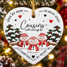 Load image into Gallery viewer, Personalized Ceramic Heart Ornament Cousins Gift Keepsake