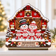Load image into Gallery viewer, Personalized Wooden Plaque with Snowman for Grandparents | Christmas Gift