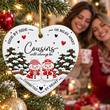 Load image into Gallery viewer, Personalized Ceramic Heart Ornament Cousins Gift Keepsake
