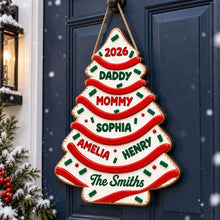 Load image into Gallery viewer, Personalized Wooden Christmas Tree Sign Custom Family Decor Gift
