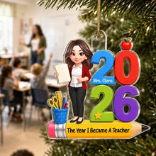 Load image into Gallery viewer, Personalized Teacher Acrylic Ornament Colorful Classroom Gift