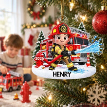 Load image into Gallery viewer, Personalized Acrylic Firefighter Ornament for Kids Christmas Gift