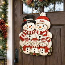 Load image into Gallery viewer, Personalized Wooden Snowman Family Sign Gift for Grandma & Grandpa Christmas Decor