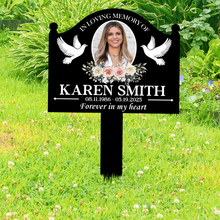 Load image into Gallery viewer, Personalized Metal Garden Stake Photo Tribute Sympathy Gift