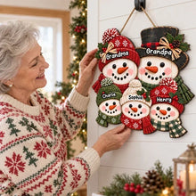 Load image into Gallery viewer, Personalized Wooden Snowman Sign for Grandma and Grandpa Holiday Decor