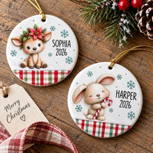 Load image into Gallery viewer, Personalized Ceramic Ornament Cute Woodland Animals Gift for Kids