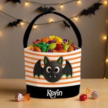 Load image into Gallery viewer, Personalized Halloween Basket Tote Cute Spider or Monster Gift for Kids