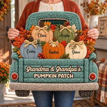 Load image into Gallery viewer, Personalized Autumn Pumpkin Truck Doormat Gift for Grandma and Grandpa
