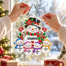 Load image into Gallery viewer, Personalized Snowman Acrylic Suncatcher Ornament for Grandma Christmas Gift