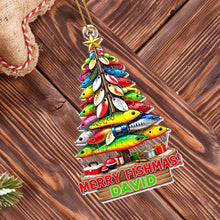 Load image into Gallery viewer, Personalized Fishing Ornament Merry Fishmas Gift for Angler