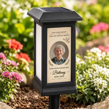 Load image into Gallery viewer, Personalized Solar Garden Stake Light for Sympathy Remembrance