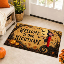 Load image into Gallery viewer, Personalized Halloween Doormat Welcome to Our Nightmare Gift for Couples