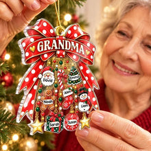 Load image into Gallery viewer, Personalized Acrylic Christmas Ornament Gift for Grandma with Red Bow