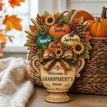 Load image into Gallery viewer, Personalized Wooden Sign for Grandparents Fall Decor Gift