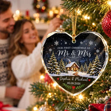 Load image into Gallery viewer, Personalized Crystal Heart Ornament First Christmas Gift for Couple