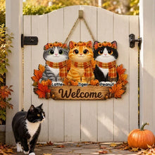 Load image into Gallery viewer, Personalized Wooden Cat Sign Cozy Autumn Decor Gift for Cat Owners