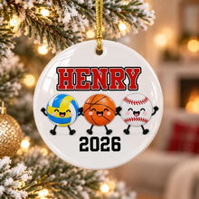 Load image into Gallery viewer, Personalized Multi-Sport Ceramic Ornament Gift for Kids