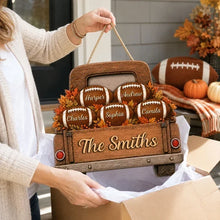 Load image into Gallery viewer, Personalized Wooden Football Sign Custom Family Decor Gift