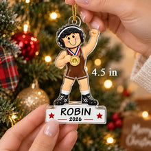 Load image into Gallery viewer, Personalized Acrylic Ornament Smiling Wrestler Gift for Son